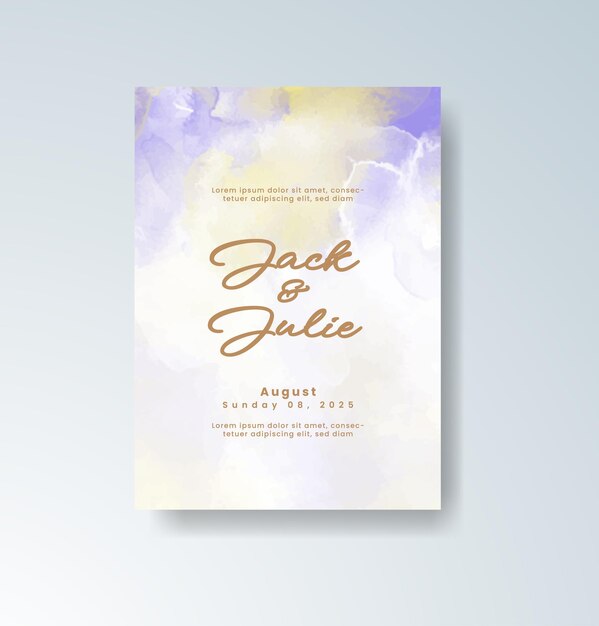 Elegante invitación de boda en acuarela con colores pastel