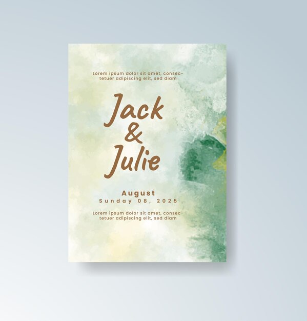 Elegante invitación de boda en acuarela para Jack y Julie