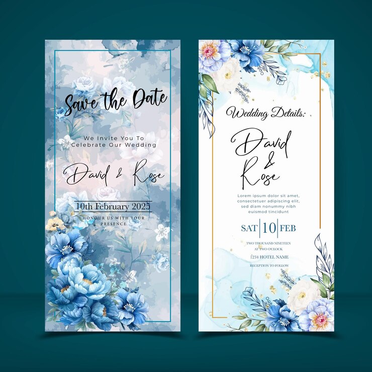 Vector elegante invitación de boda en acuarela