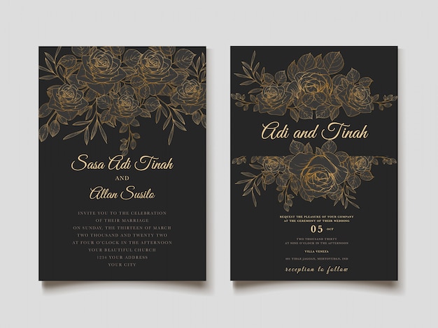 elegante invitación de boda designg con hermosas flores