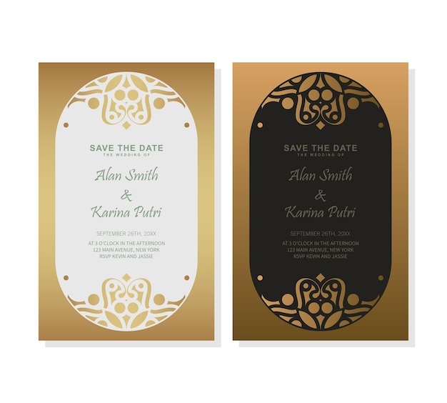 Elegante invitación de boda con motivo de patrón