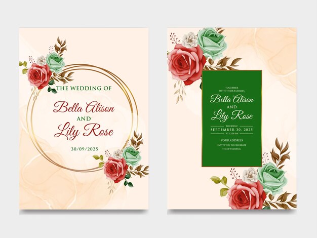 Elegante invitación de boda con vector floral