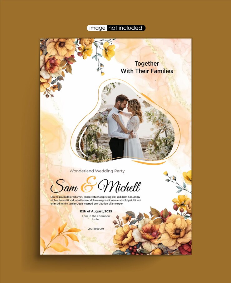 Vector elegante invitación floral para una boda