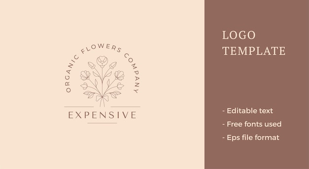 Elegante jardín flor natural ramo minimalista diseño decorativo logotipo lugar para vector de texto