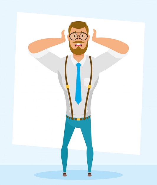 Vector elegante joven con barba avatar ilustración vectorial character design