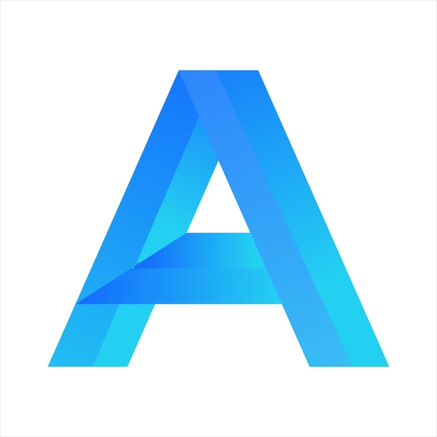 Elegante letra azul 3D A para marcas y logotipos