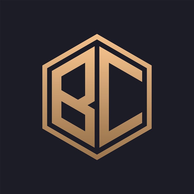 Elegante letra hexagonal BC Diseño inicial del logotipo de lujo BC plantilla