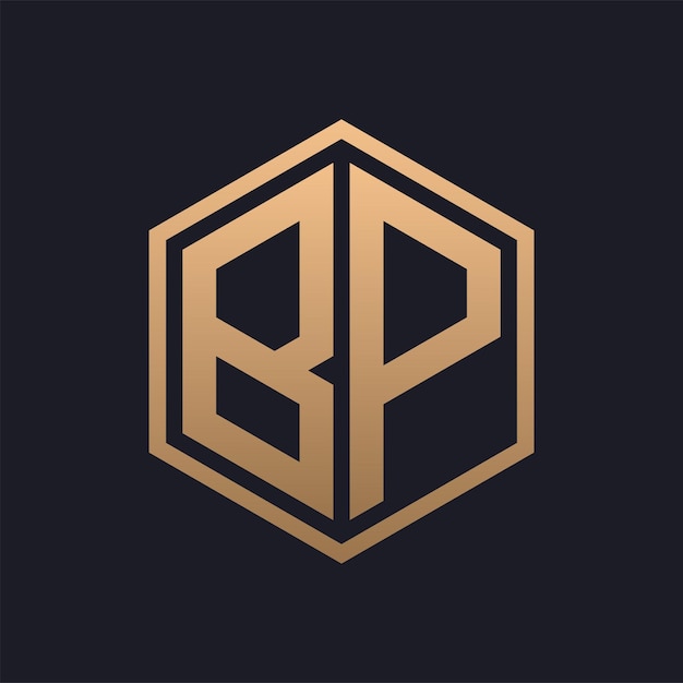 Elegante letra hexagonal Diseño inicial del logotipo de BP Modelo de logotipo de lujo de BP