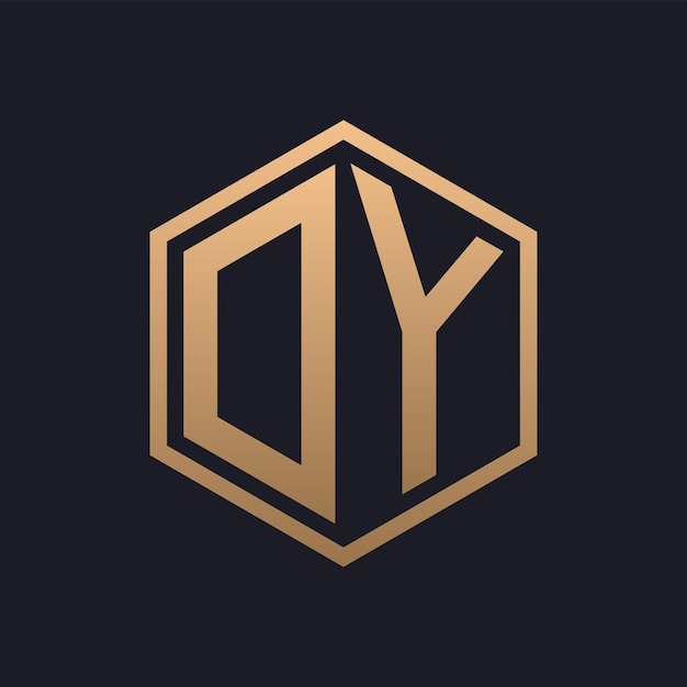 Elegante letra hexagonal diseño inicial del logotipo DY plantilla de logotipo de DY de lujo