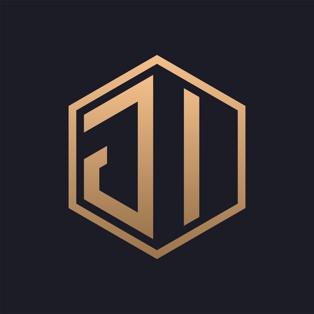 Elegante letra hexagonal Diseño inicial del logotipo de JI Modelo de logotipo de lujo de JI