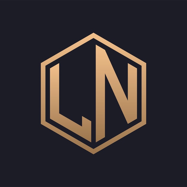 Elegante letra hexagonal diseño inicial del logotipo de LN