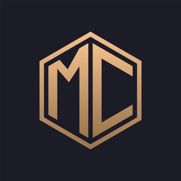 Vector elegante letra hexagonal diseño inicial del logotipo de mc