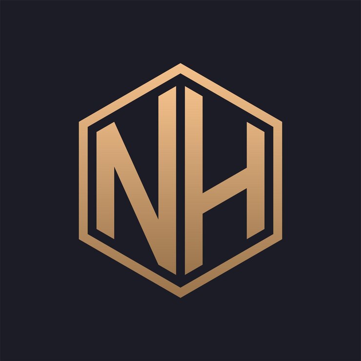Vector elegante letra hexagonal diseño inicial del logotipo de nh modelo de logotipo de lujo de nh