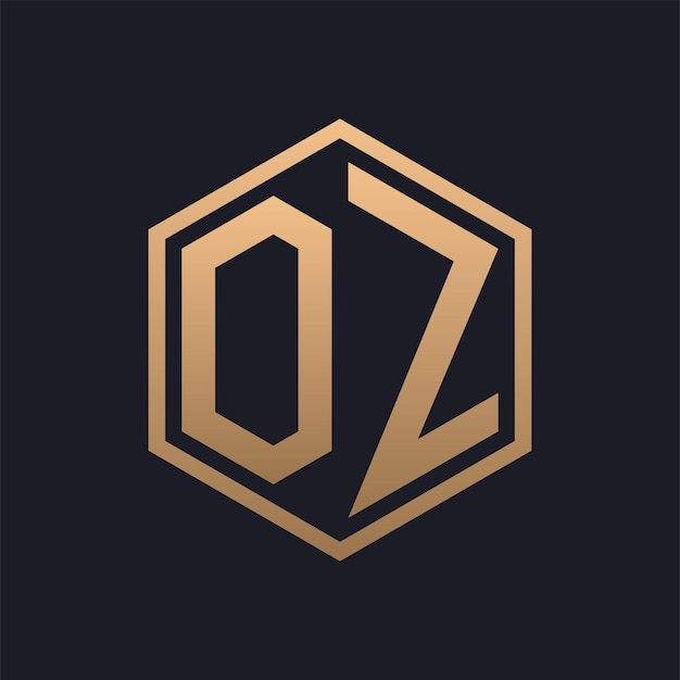 Vector elegante letra hexagonal diseño inicial del logotipo de oz