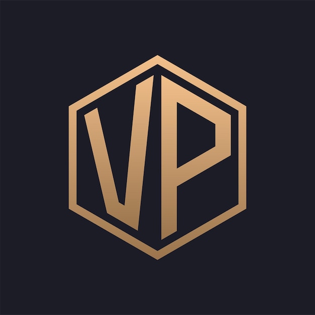 Elegante letra hexagonal diseño inicial del logotipo de VP plantilla de logotipo de luxo de VP