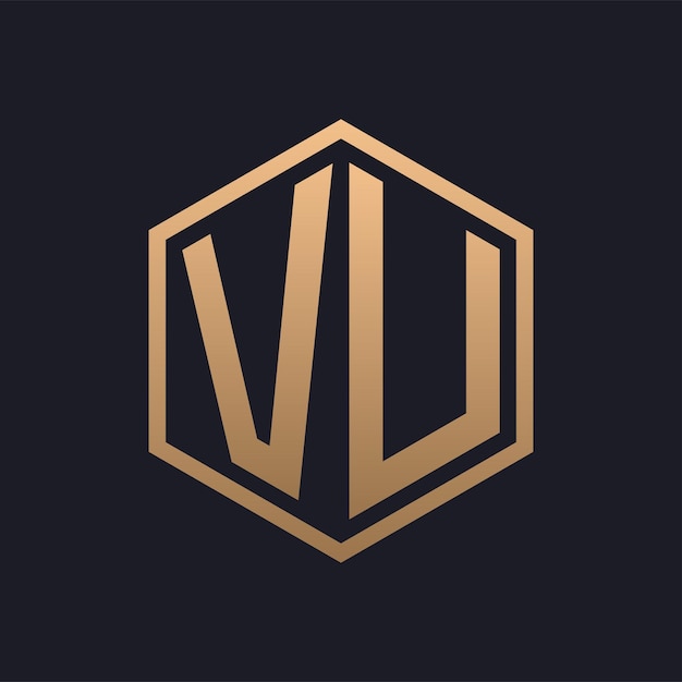 Vector elegante letra hexagonal diseño inicial del logotipo de vu