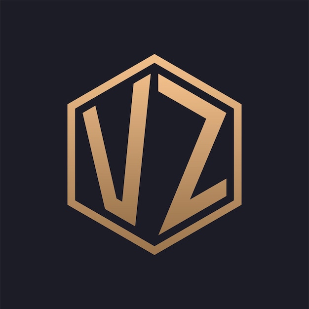 Elegante letra hexagonal diseño inicial del logotipo de VZ