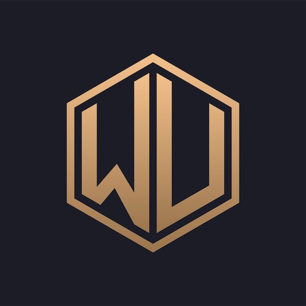 Elegante letra hexagonal Diseño inicial del logotipo de WU Modelo de logotipo de lujo de WU