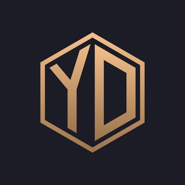 Elegante letra hexagonal diseño inicial del logotipo de YD