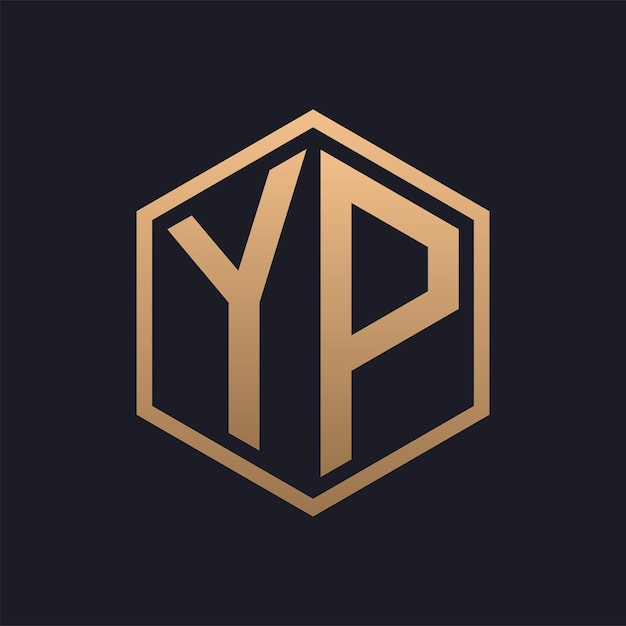 Elegante letra hexagonal diseño inicial del logotipo de YP