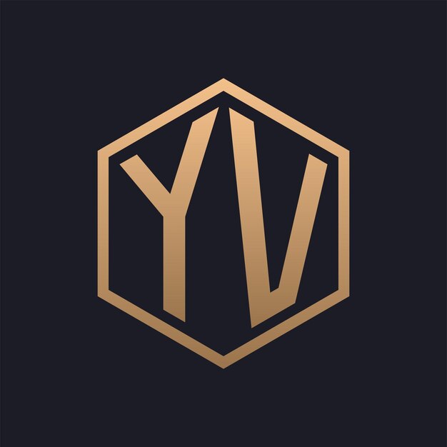 Elegante letra hexagonal diseño inicial del logotipo de YV