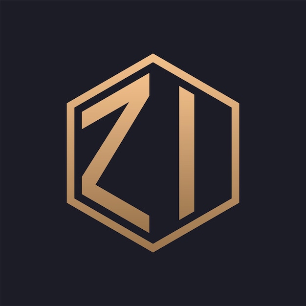 Elegante letra hexagonal Diseño inicial del logotipo de ZI Modelo de logotipo de lujo de ZI