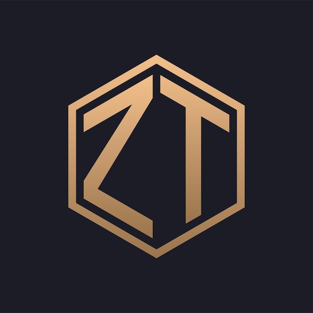 Elegante letra hexagonal Diseño inicial del logotipo de ZT plantilla de logotipo de lujo de ZT