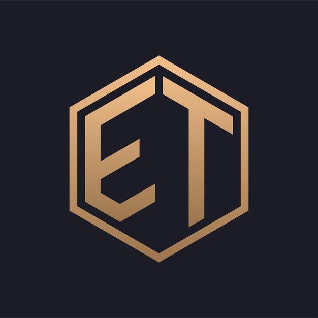Elegante letra hexagonal ET Diseño inicial del logotipo de lujo ET