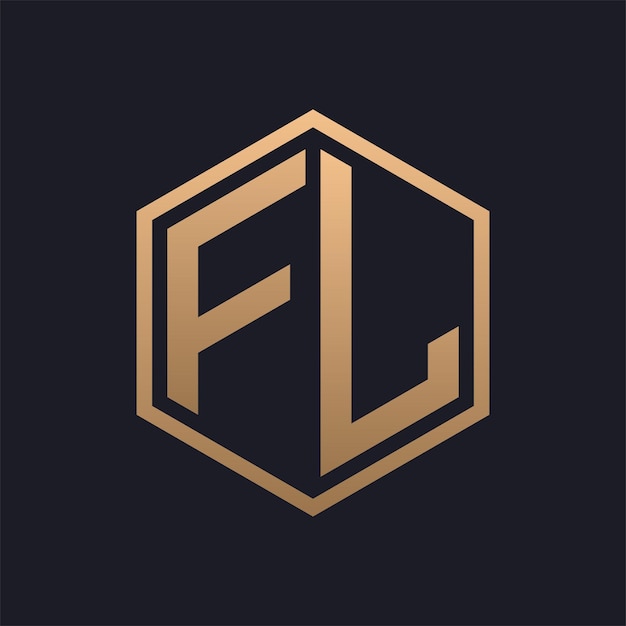 Elegante letra hexagonal FL Diseño inicial del logotipo de lujo FL plantilla