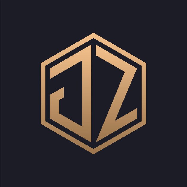 Elegante letra hexagonal JZ Diseño del logotipo inicial plantilla de logotipo JZ de lujo
