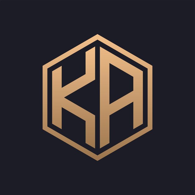 Elegante letra hexagonal KA Diseño inicial del logotipo de lujo KA plantilla