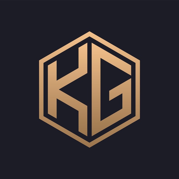 Elegante letra hexagonal KG Diseño inicial del logotipo de KG de lujo