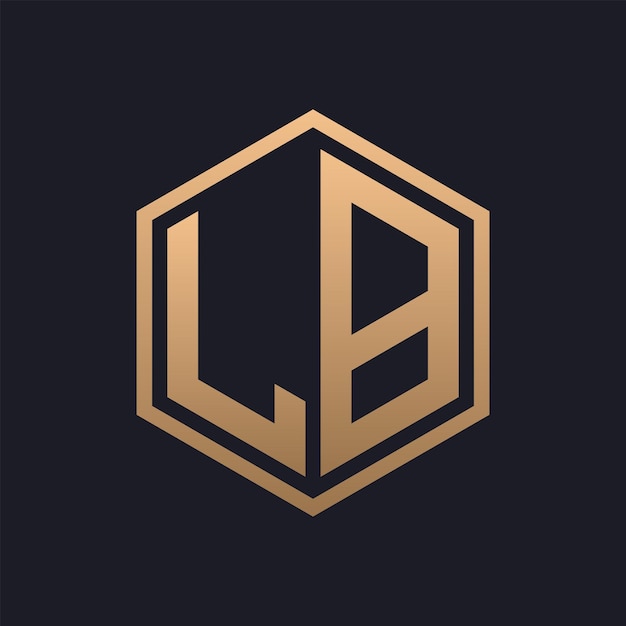 Vector elegante letra hexagonal lb diseño inicial del logotipo de lujo lb