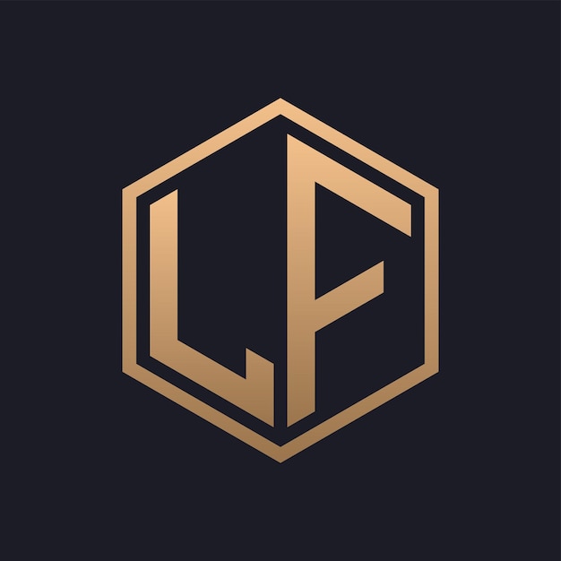 Elegante letra hexagonal LF Diseño inicial del logotipo de lujo LF