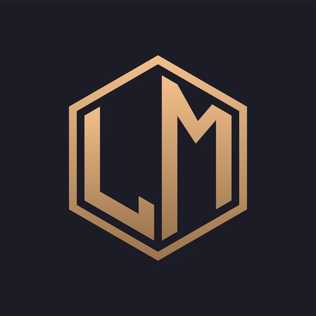 Elegante letra hexagonal LM Diseño inicial del logotipo de lujo LM