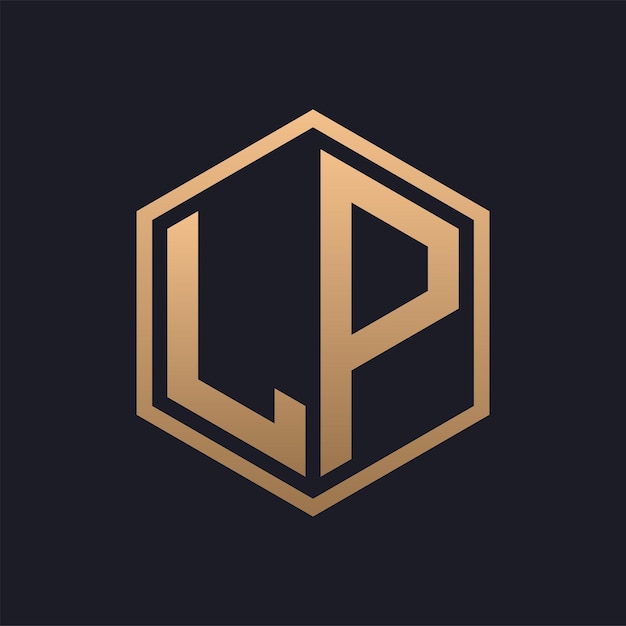 Vector elegante letra hexagonal lp diseño inicial del logotipo de lp de lujo