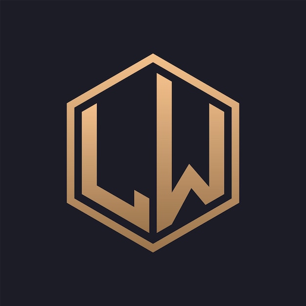 Elegante letra hexagonal LW Diseño inicial del logotipo de lujo LW