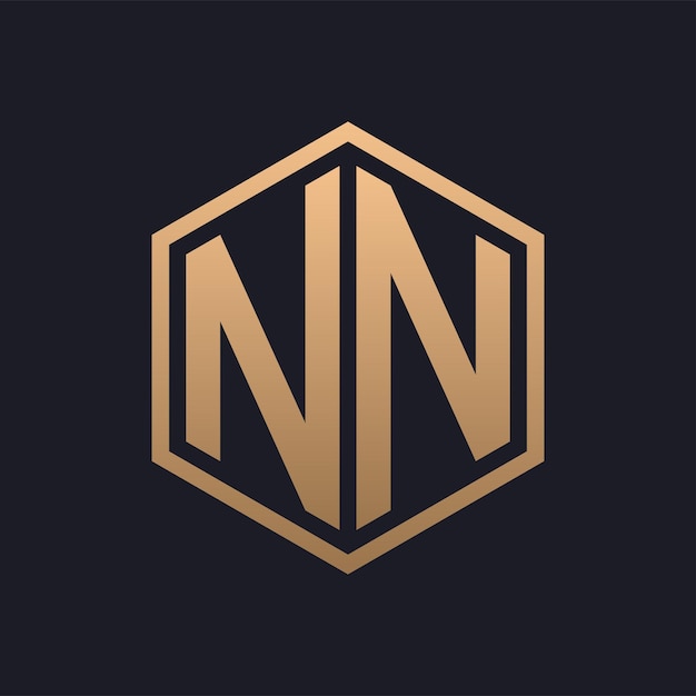 Elegante letra hexagonal NN Diseño inicial del logotipo de lujo NN