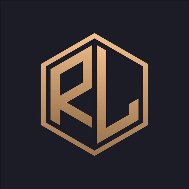 Vector elegante letra hexagonal rl diseño del logotipo inicial plantilla de logotipo de rl de lujo