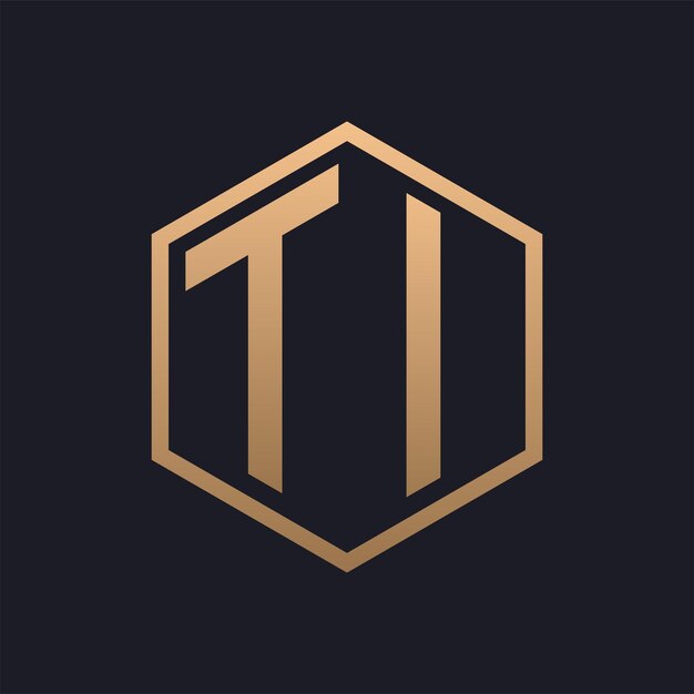 Elegante letra hexagonal TI Diseño inicial del logotipo de TI de lujo