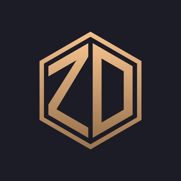Elegante letra hexagonal ZD Diseño inicial del logotipo de lujo ZD