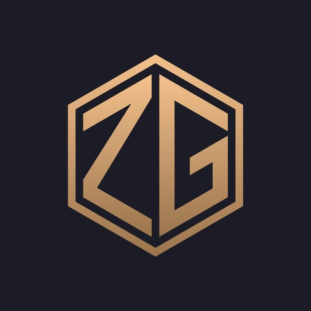Elegante letra hexagonal ZG Diseño inicial del logotipo de lujo ZG