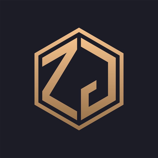 Elegante letra hexagonal ZJ Diseño inicial del logotipo de lujo ZJ