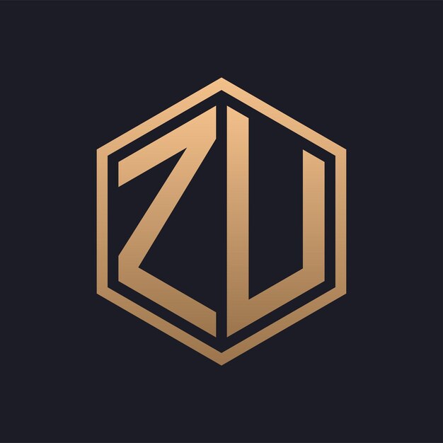 Elegante letra hexagonal ZU Diseño inicial del logotipo de lujo ZU