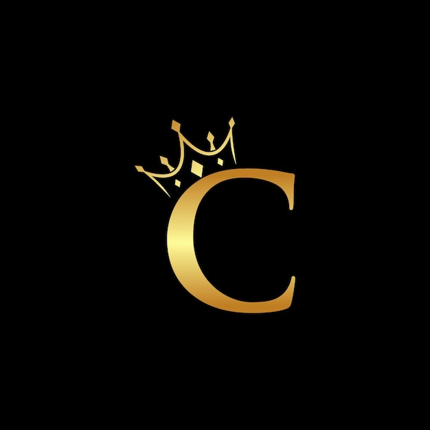 elegante letra inicial C con vector de logotipo de corona Ilustración de Vector de logotipo de letras creativas