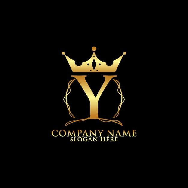 elegante letra inicial y con logotipo de corona vector ilustración de vector de logotipo de letras creativas