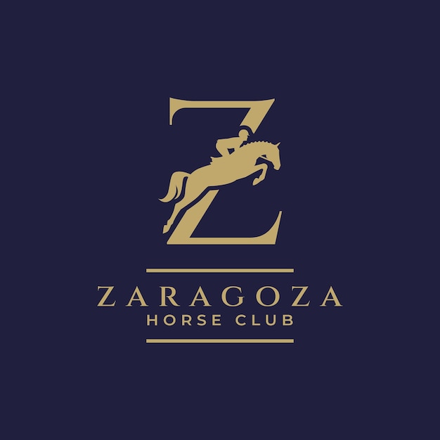 Vector elegante letra de lujo z monograma logotipo de salto de caballo letra z logotipo de caballo espectáculo de salto de caballo logotipo