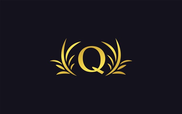 Vector la elegante letra q del logotipo dorado