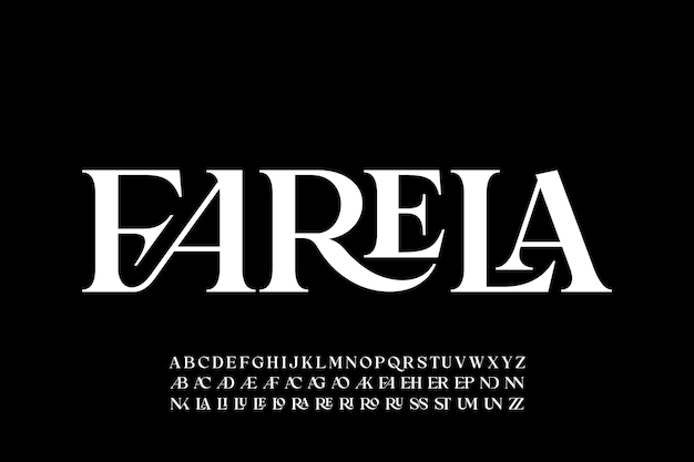 Elegante ligadura de lujo serif alfabeto pantalla fuente ilustración vectorial