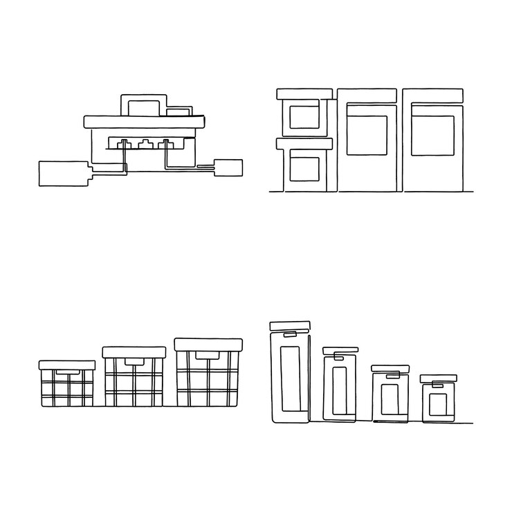 Vector elegante y limpio mueble monoline organización del hogar